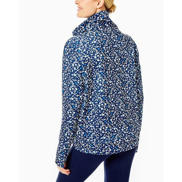 ADDISON BAY Everyday Pullover Courtside Multi Blue Turtle Neck Bottom Zip XS NEW - Picture 3 of 15